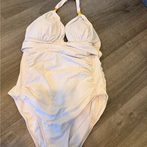 White Halter One-Piece Swimsuit